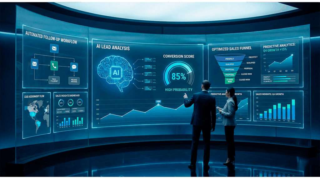 Automatización del CRM y ventas con inteligencia artificial para gestionar leads y optimizar el embudo comercial