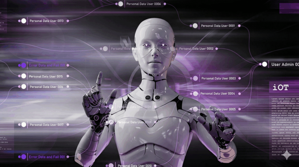 Robot gestionando Automatización de procesos con IA para empresas — Automatiza IA